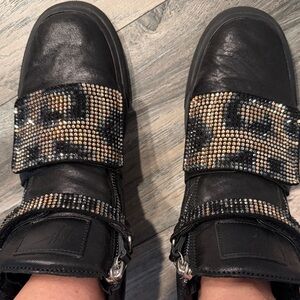 Giuseppe Zanotti Black and Gold Studded Sneakers